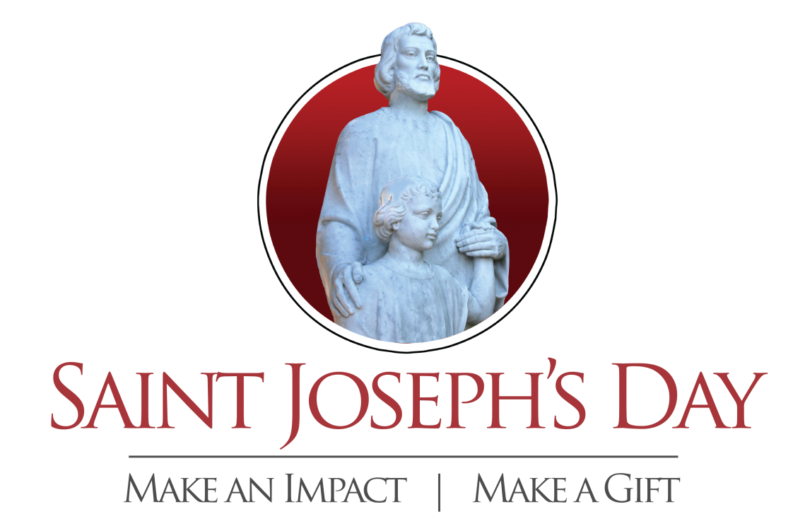 A logo for saint joseph 's day that says make an impact make a gift