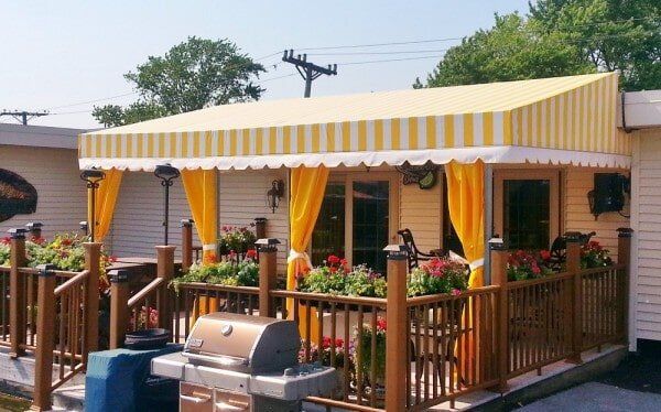 White Yellow Striped Patio Covers - Awning in Evergreen Park, IL
