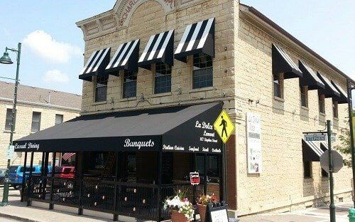 White Black Striped Commercial Patio Covers - Awning in Evergreen Park, IL
