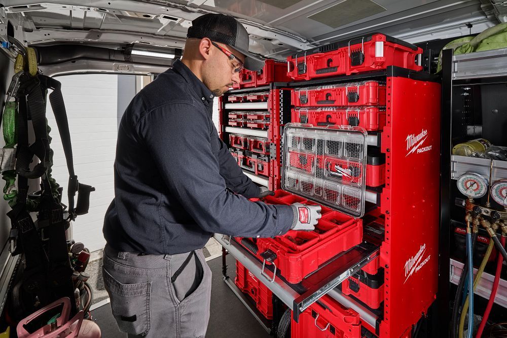 Truck completely stocked to finish the job in one call.