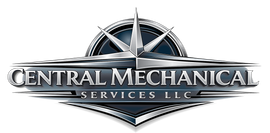 A logo for Central Mechanical Services featuring a red and blue compass rose background with cardinal directions.