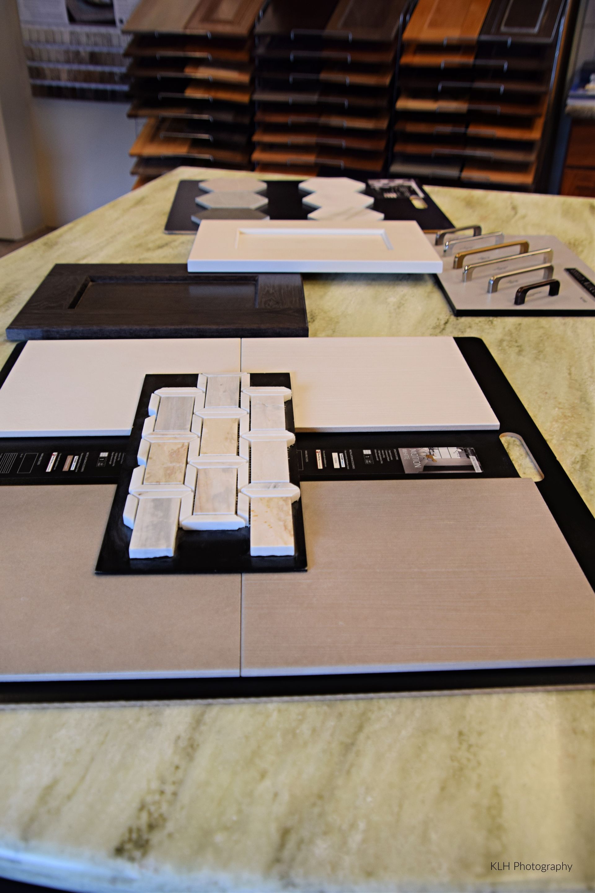 A table with a model of a house on it