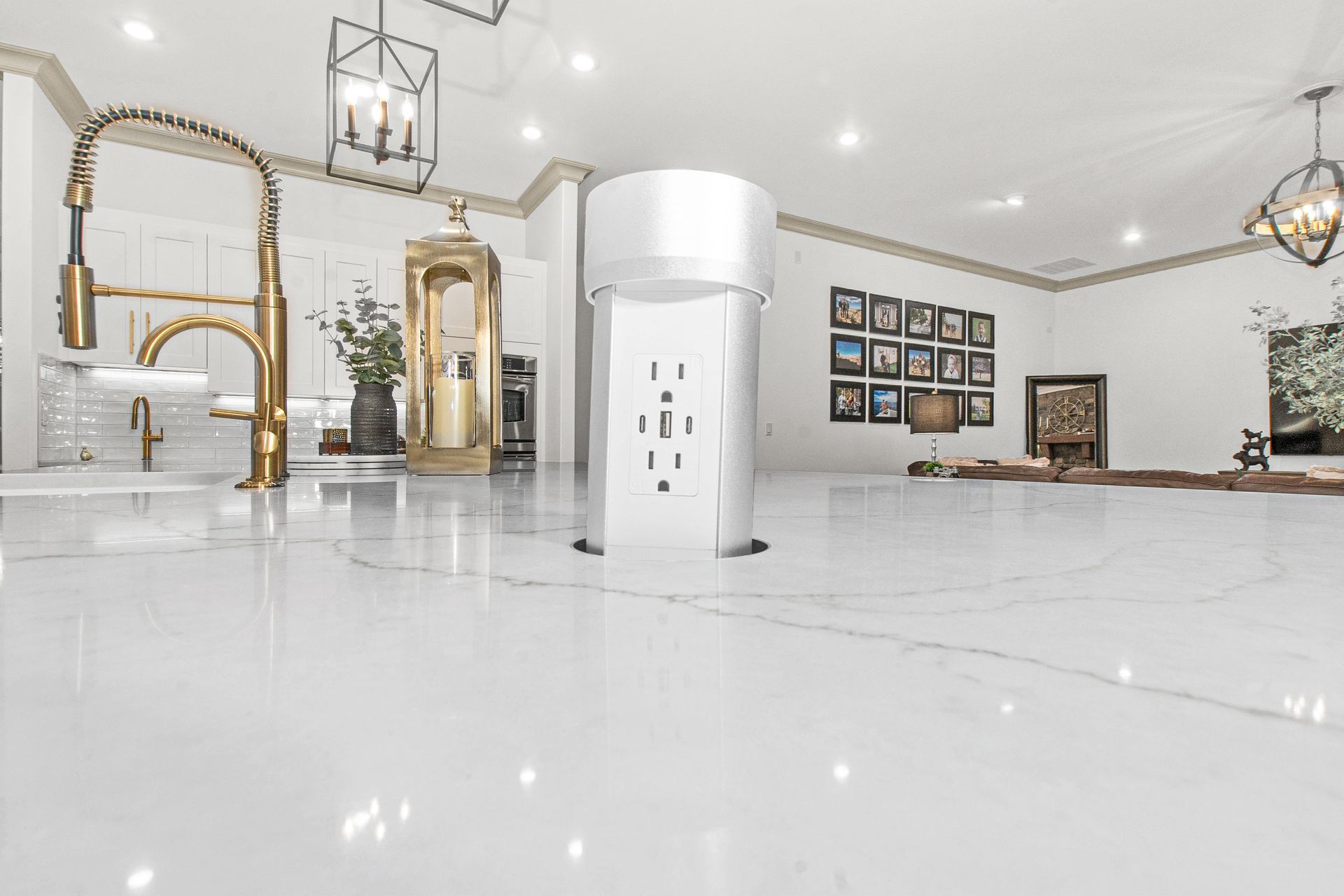 There is a clock on the wall in the middle of the room.