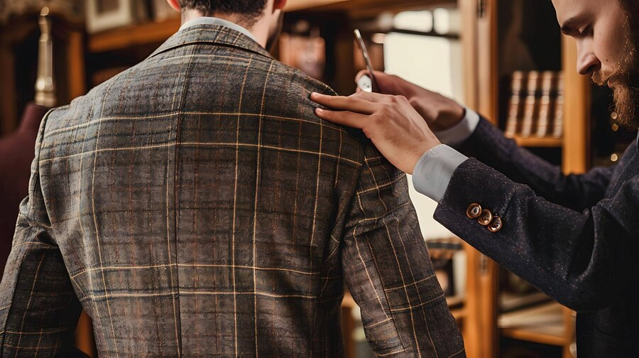 a tailor fixing a suit