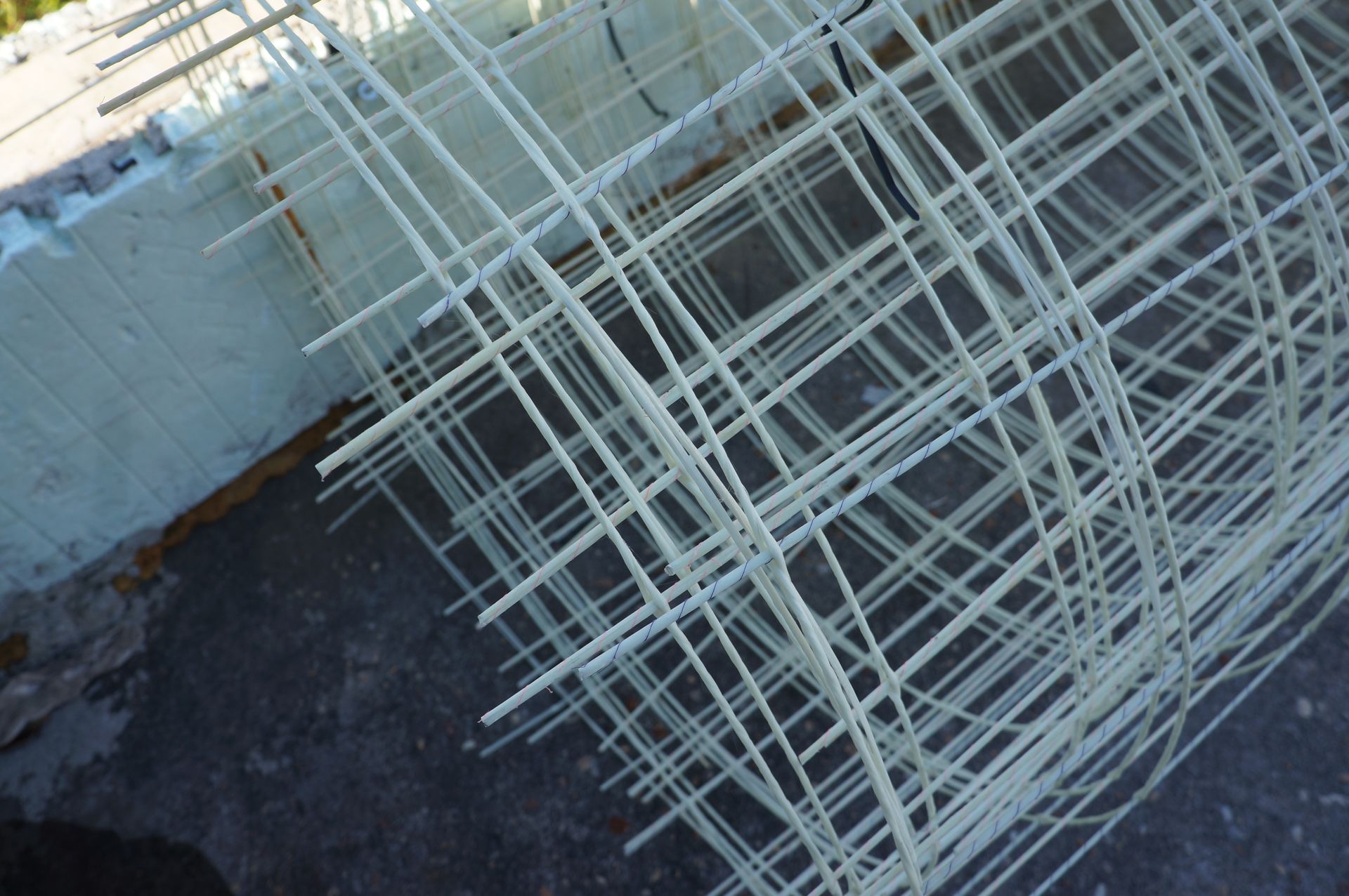 White fiberglass mesh grid.