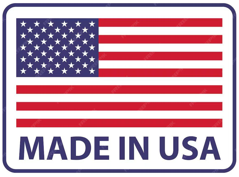 American flag with “MADE IN USA” text below.