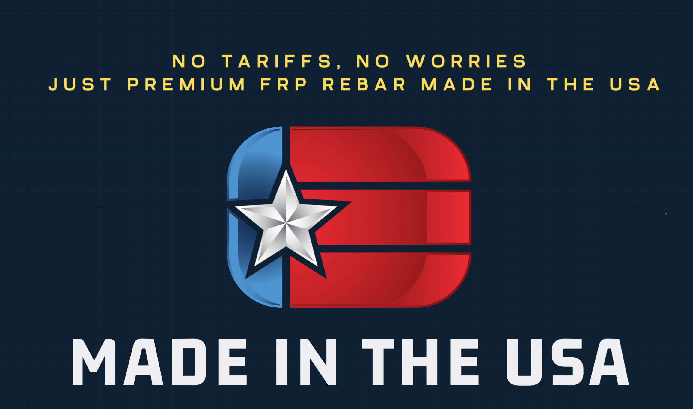 Logo with American flag design: Blue and red emblem, white star. Text: