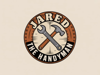 Logo for Jared the Handyman: wrench and hammer crossed in a circle, text "Jared the Handyman."