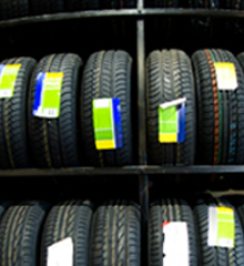 A rack of tyres