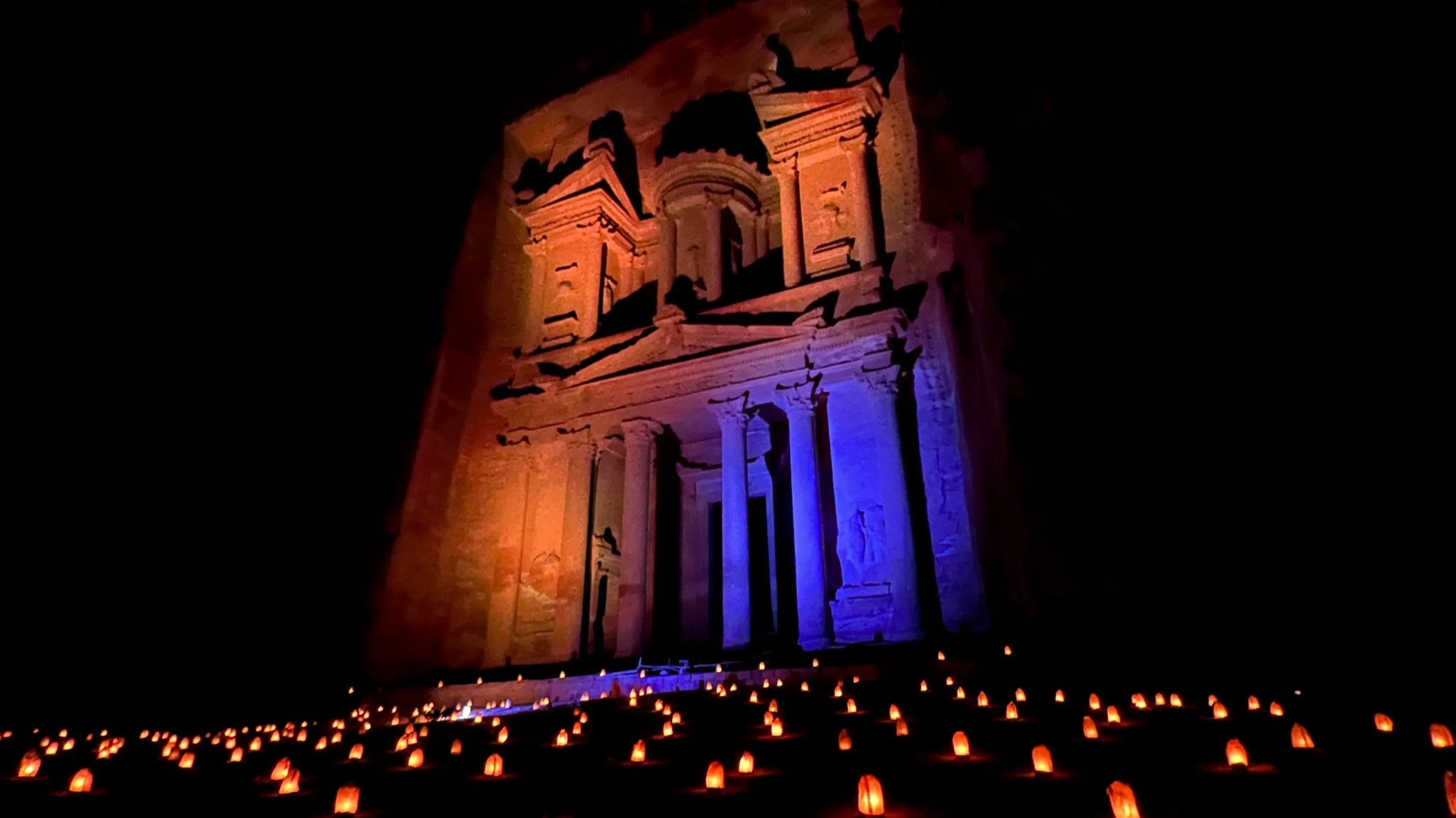 Ancient city of Petra in Jordan with rock-cut architecture