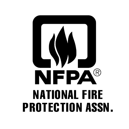 A black and white logo for the national fire protection association.