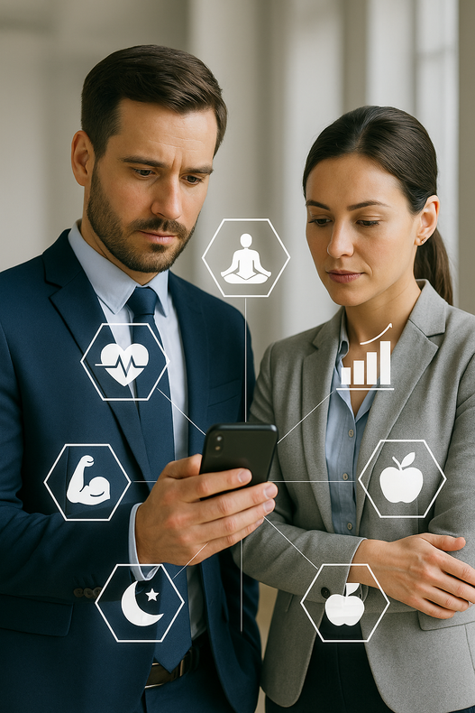 A man and a woman are looking at a cell phone.