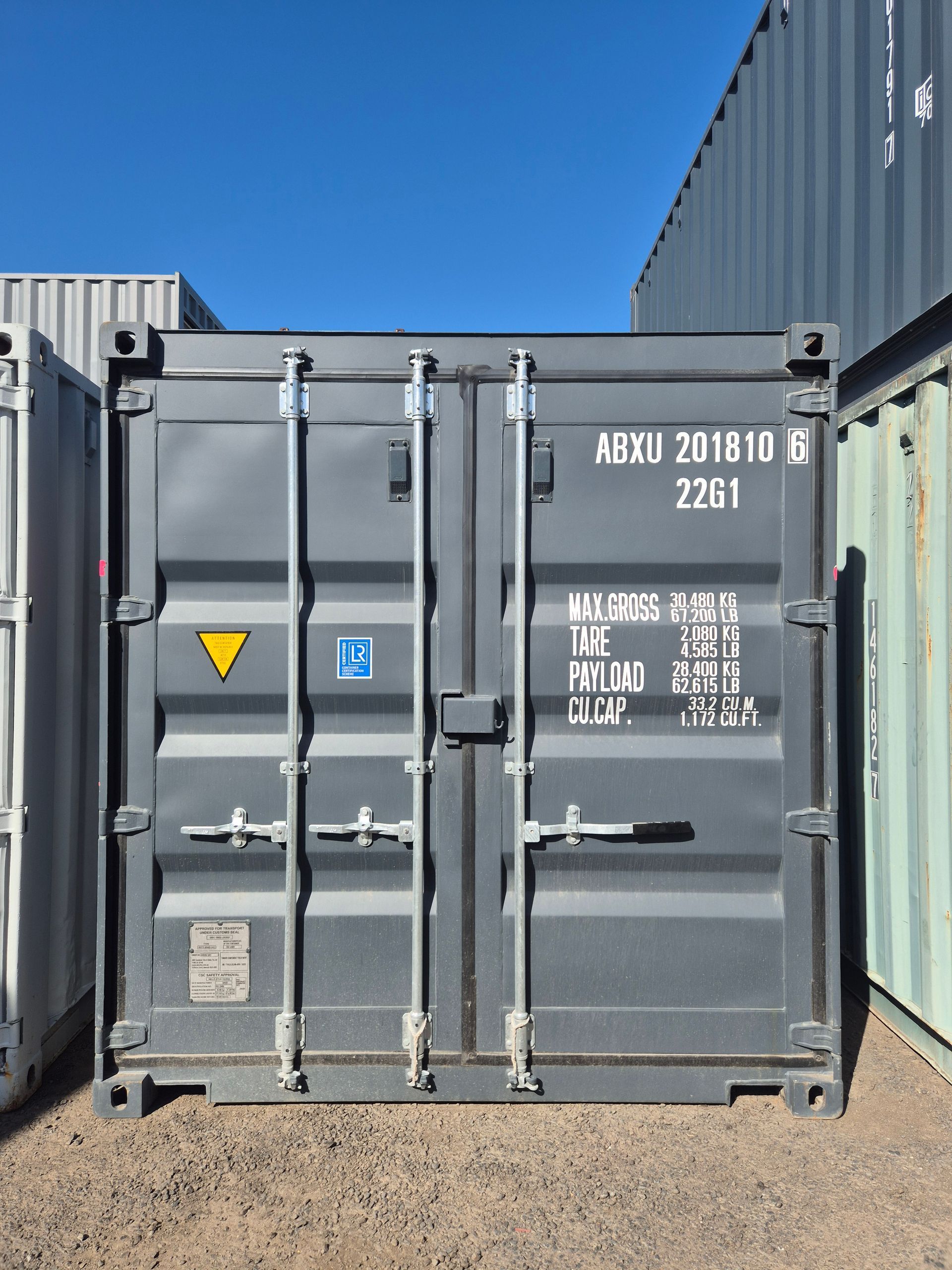 Gray Shipping Container With Closed Doors — East Coast Containers Shipping Containers and Transport in Chevallum, QLD