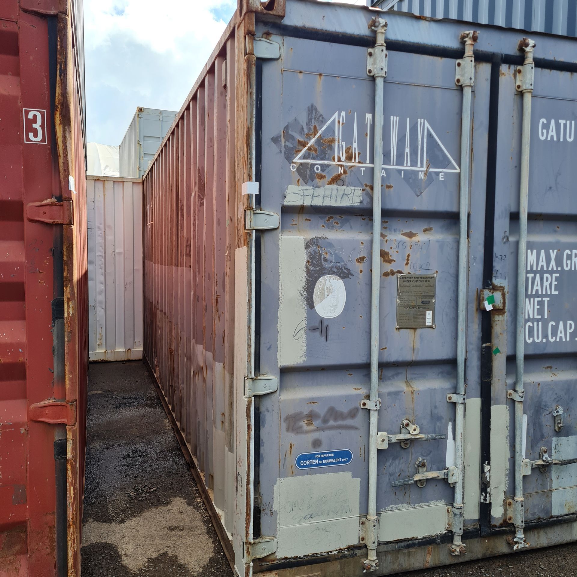 Blue Shipping Container With Rust and Markings — East Coast Containers Shipping Containers and Transport in Chevallum, QLD