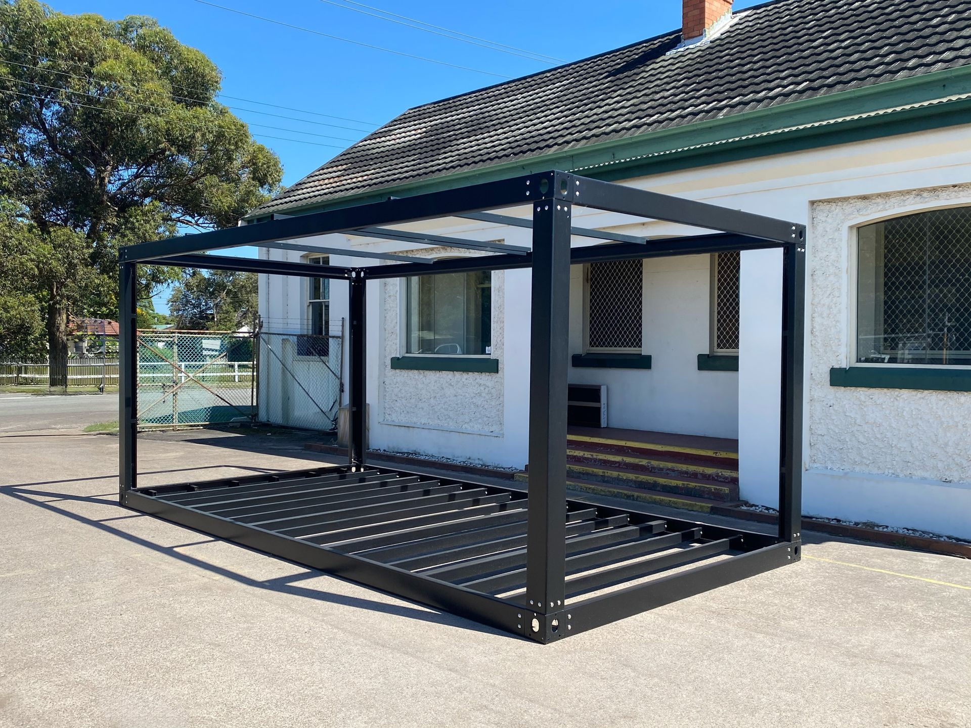 Black Metal Frame Structure; Open Sides and Top — East Coast Containers Shipping Containers and Transport in Chevallum, QLD