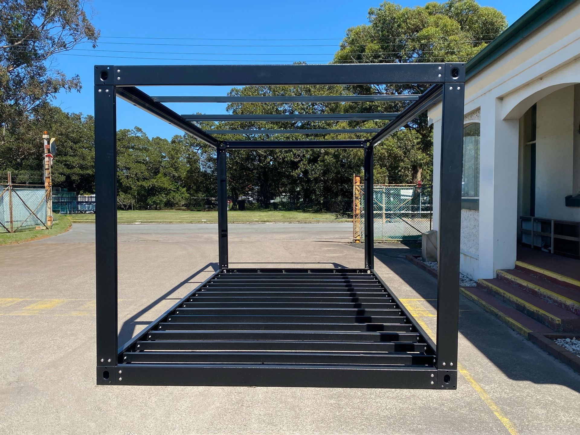 Black Metal Frame Structure; Open Sides and Top — East Coast Containers Shipping Containers and Transport in Chevallum, QLD