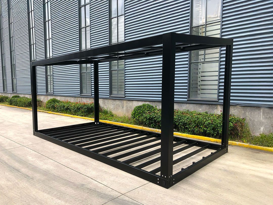 Black Metal Pergola Frame on Concrete — East Coast Containers Shipping Containers and Transport in Chevallum, QLD