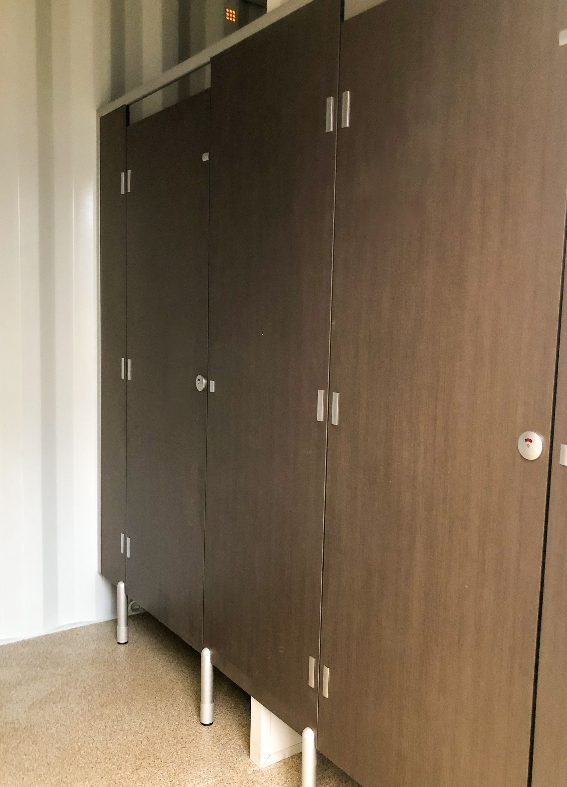 Dark Brown Restroom Stall Doors — East Coast Containers Shipping Containers and Transport in Chevallum, QLD