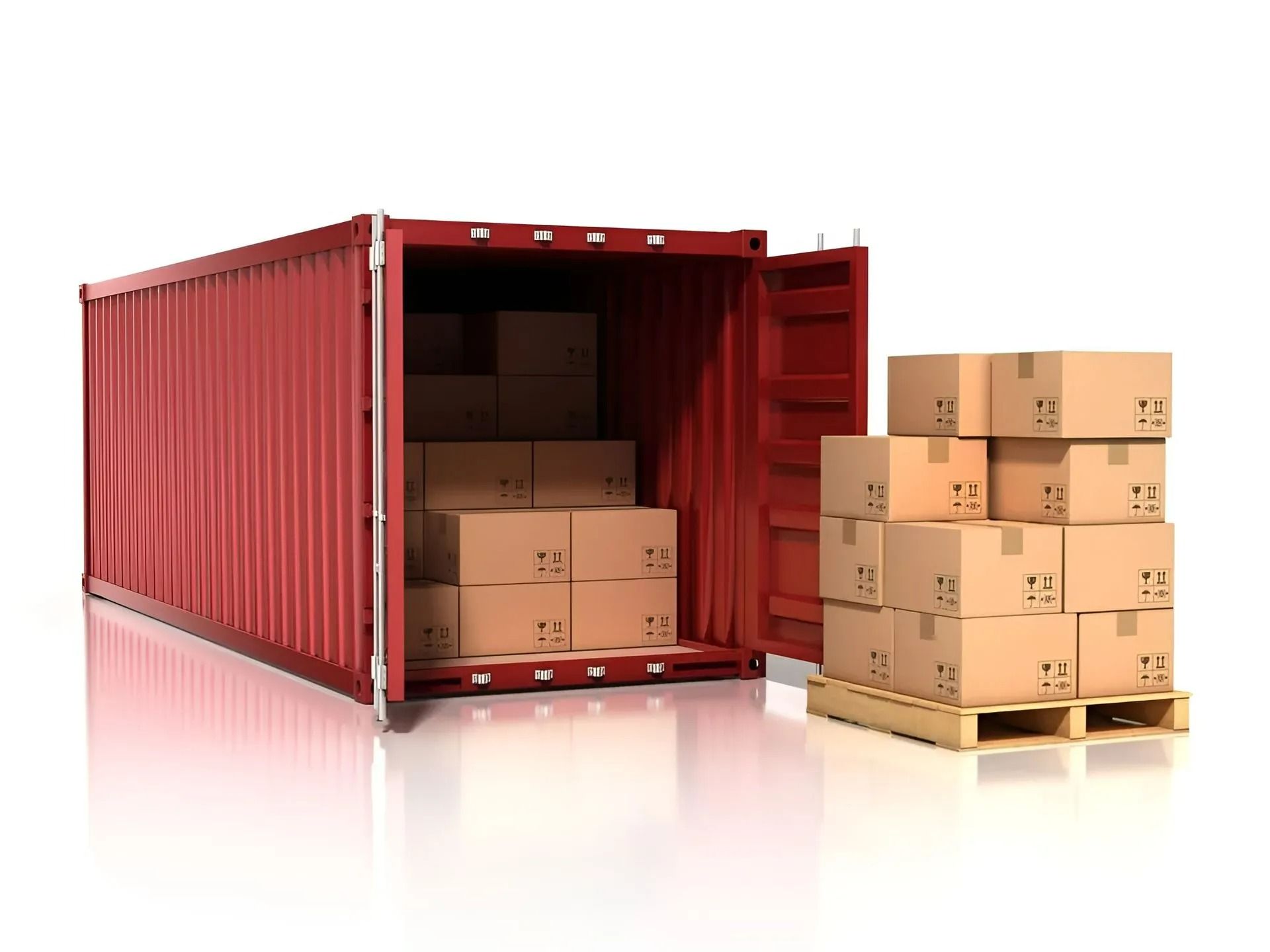 A Red Shipping Container With Open Doors — East Coast Containers Shipping Containers and Transport in Chevallum, QLD