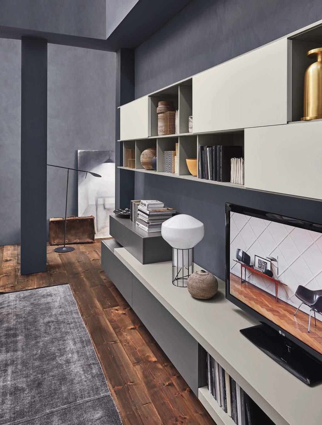 Mobile tv grigio e bianco