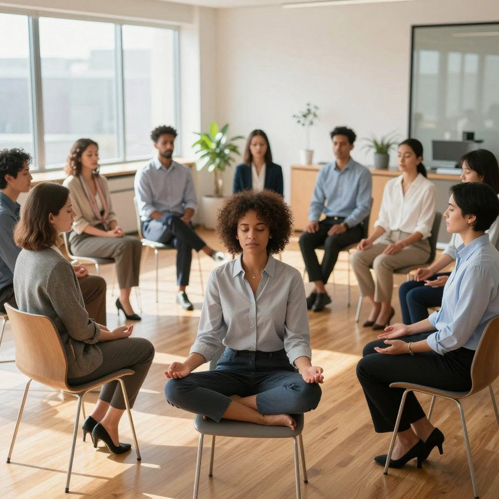 Corporate wellness meditation and breathwork session for team building in Mississauga