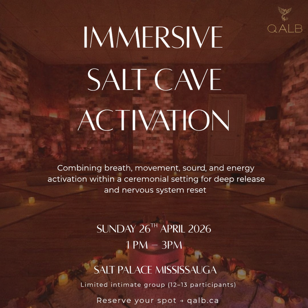 Promotional poster: HaloTherapy and Kundalini Activation Full Moon Ceremony in a salt cave