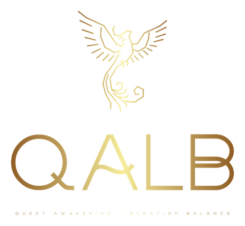 QALB logo with phoenix emblem and tagline Quiet Movement Intention Essence