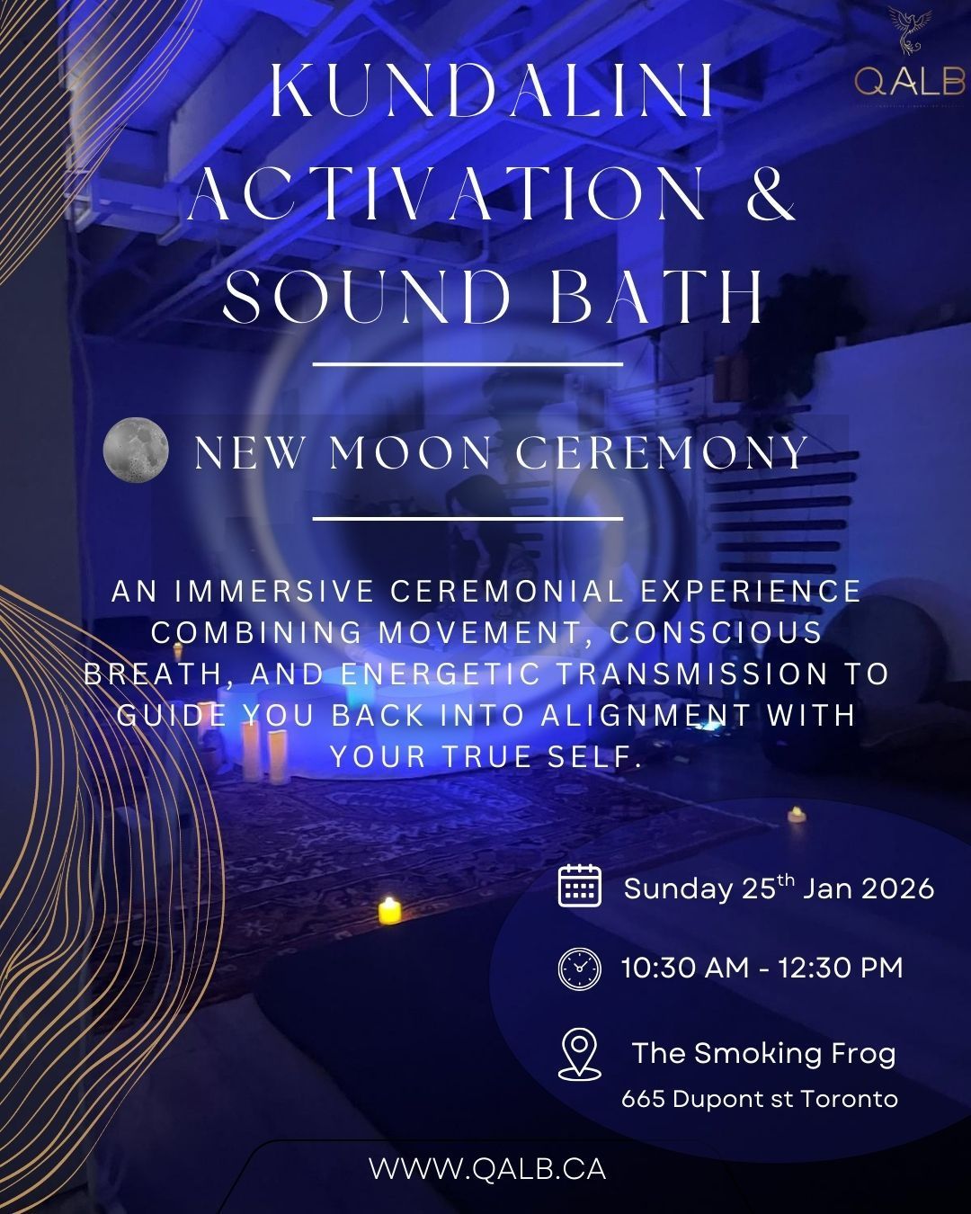 Poster for HaloTherapy & Kundalini Activation event in a salt cave, with text and visual elements, including 