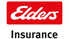 A red and white logo for elder 's insurance.