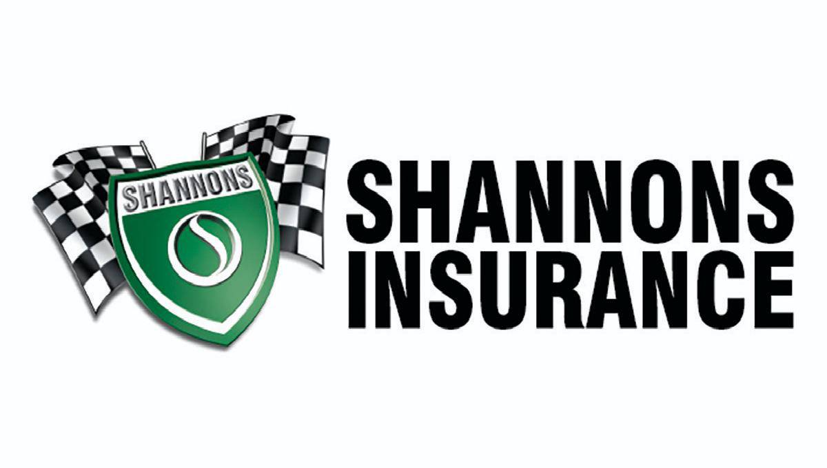 The logo for shannons insurance is a green shield with a tennis ball on it.