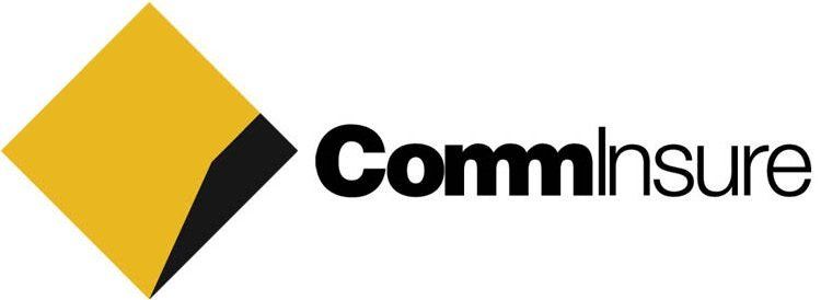 A yellow and black logo for comminsure on a white background