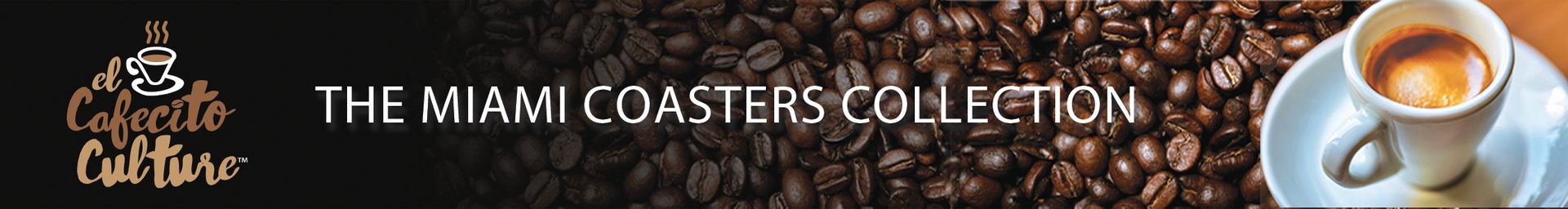 Banner with coffee beans and a cup of coffee. Text reads 