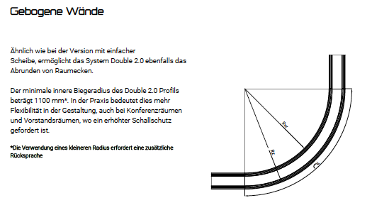 Glastrennwände X-DOUBLE gebogen