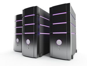 Desktop computer in black and purple