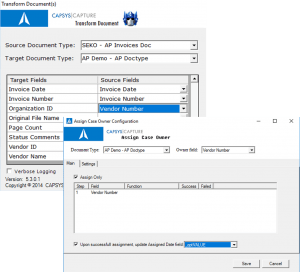 screenshot of field mapping