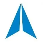 A blue paper airplane on a white background.