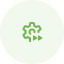 A green icon in a white circle on a white background.