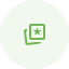 A green icon with a star in a square on a white background.