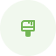 A green icon in a white circle on a white background.