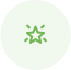 A green star in a white circle on a white background.