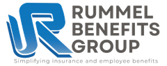 Rummel Benefits Group logo with blue &ldquo;R&rdquo; and gray text, &ldquo;Simplifying insurance and employee benefits&rdquo; tagline