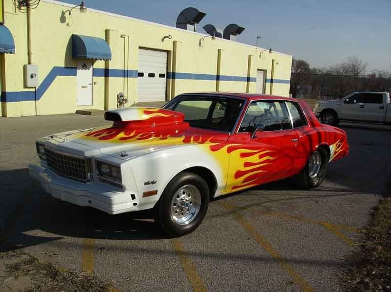 Car with Flaming Print Side View  — Collision Repair in Peoria, IL