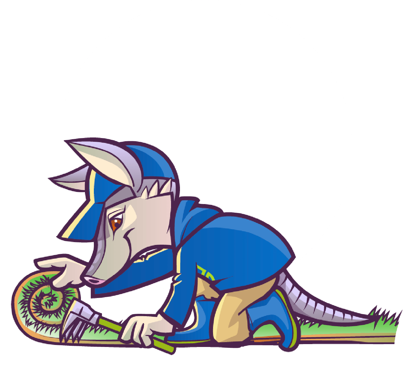 Armadillo Mascot Installing Sodding
