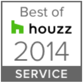 Best of Houzz 2014 award badge. Green house icon.