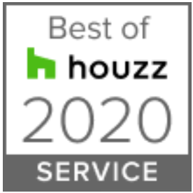 Best of Houzz 2020 Service award logo; white square frame with text, green house icon, and gray numbers.