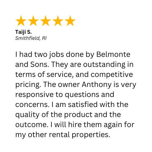 A 5-star review for the fence installation in Smithfield, RI by A. Belmonte & Son Fence Company