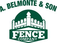 The green and white logo for A. Belmonte & Son Fence Company 