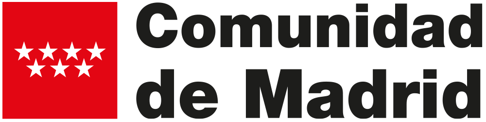 The logo for comunidad de madrid is red and black