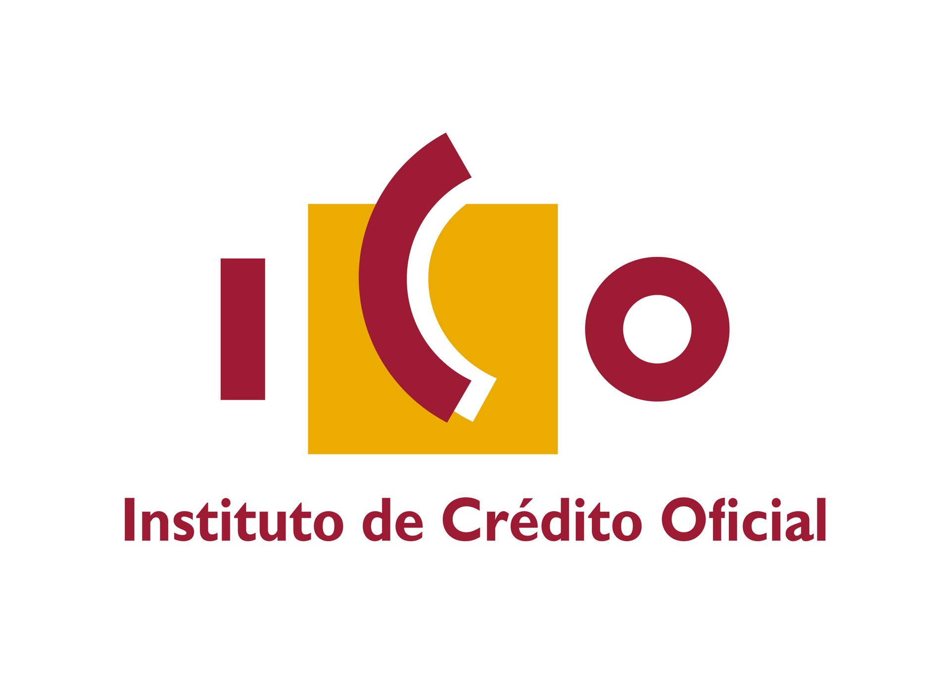 El logo del instituto de crédito oficial es rojo y amarillo.