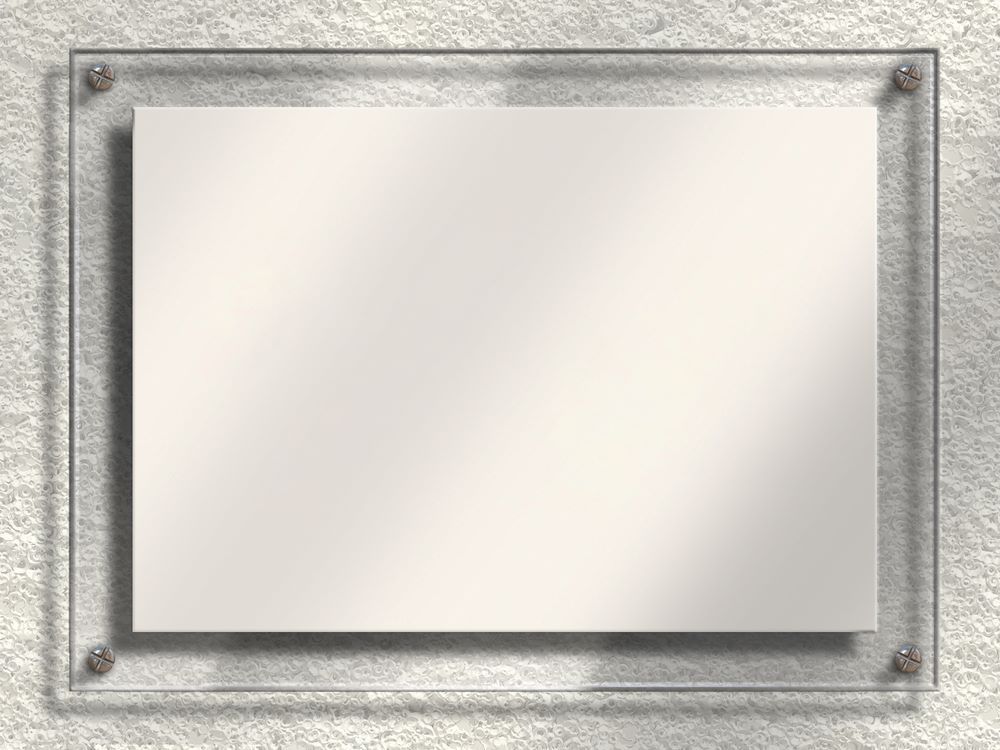 A White Sign Is Hanging on A Clear Glass Frame on A Wall — Nick Locke Monuments in Bellingen, NSW